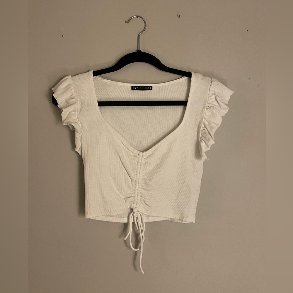 Zara White Cropped Shirt